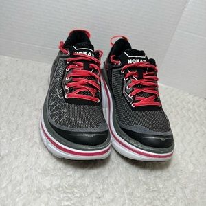 Hoka One One Bondi 4 Womens Size 8 Gray Red Sneaker  Athletic Running Shoes